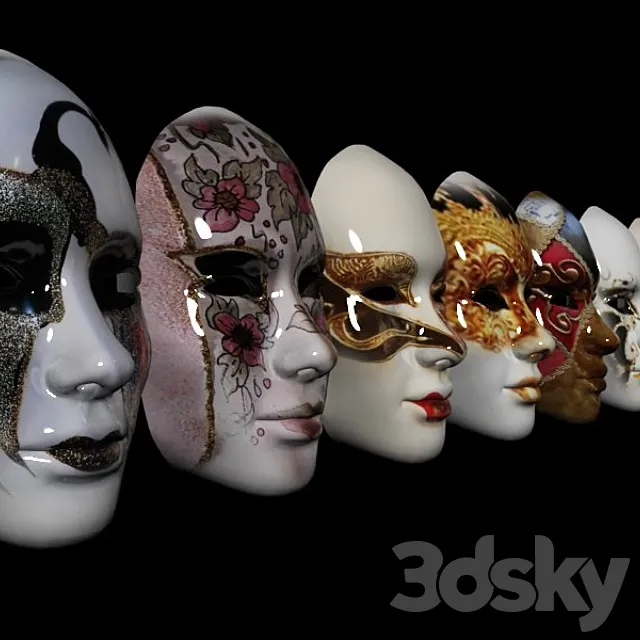 Set Venetian masks 3DModel Set Venetian masks 3DModel