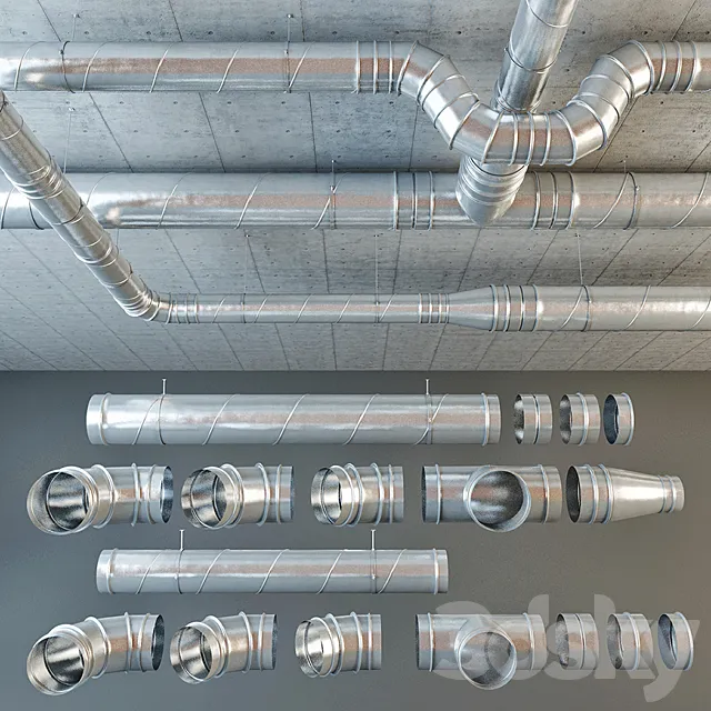 Set ventilation pipes 3DModel Set ventilation pipes 3DModel