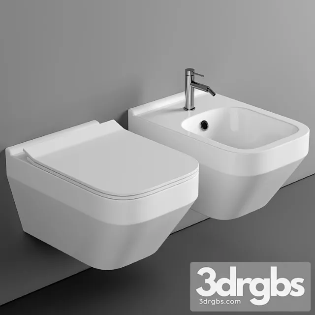 Set Wall Hung WCs Cersanit Crea Scuare Tslean On Dpl Eo Slim 3D Model Download