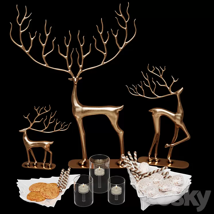 Set with deer 3D Model
