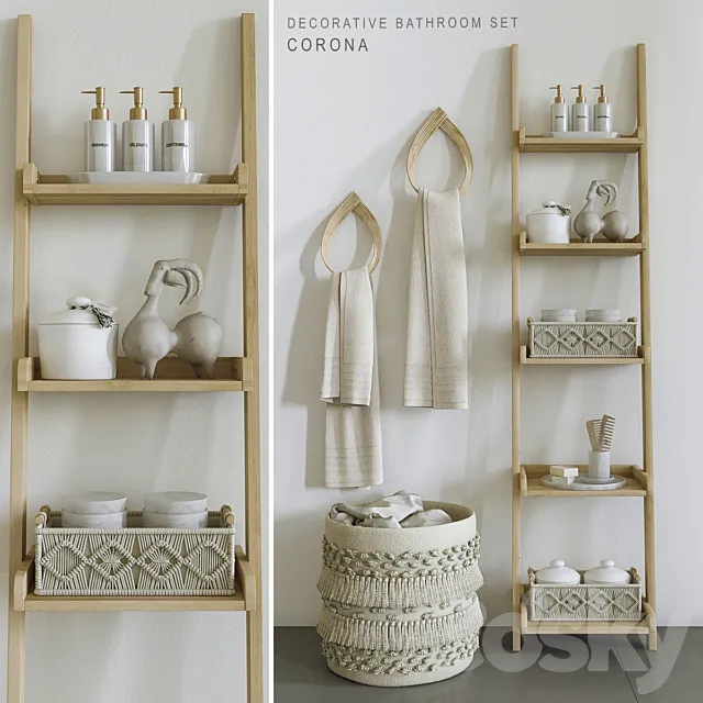 Set with Macrame baskets 3D Model