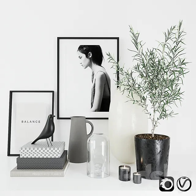 Set with olive tree 3DModel