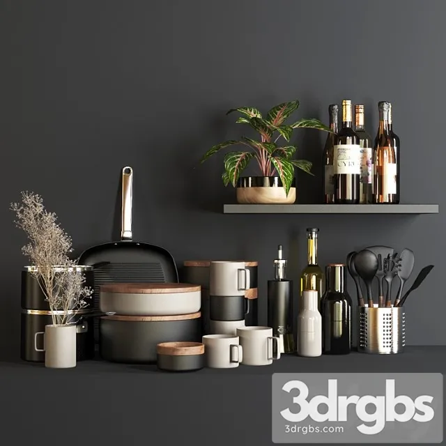 Set1133- kitchen black4 3D Model Download
