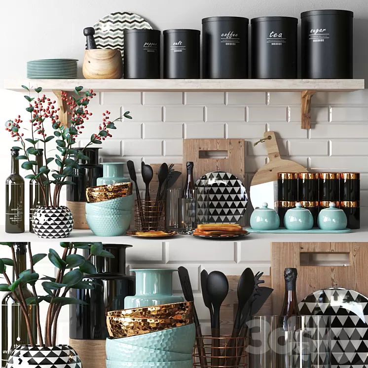 set611 -kitchen cyan 3D Model