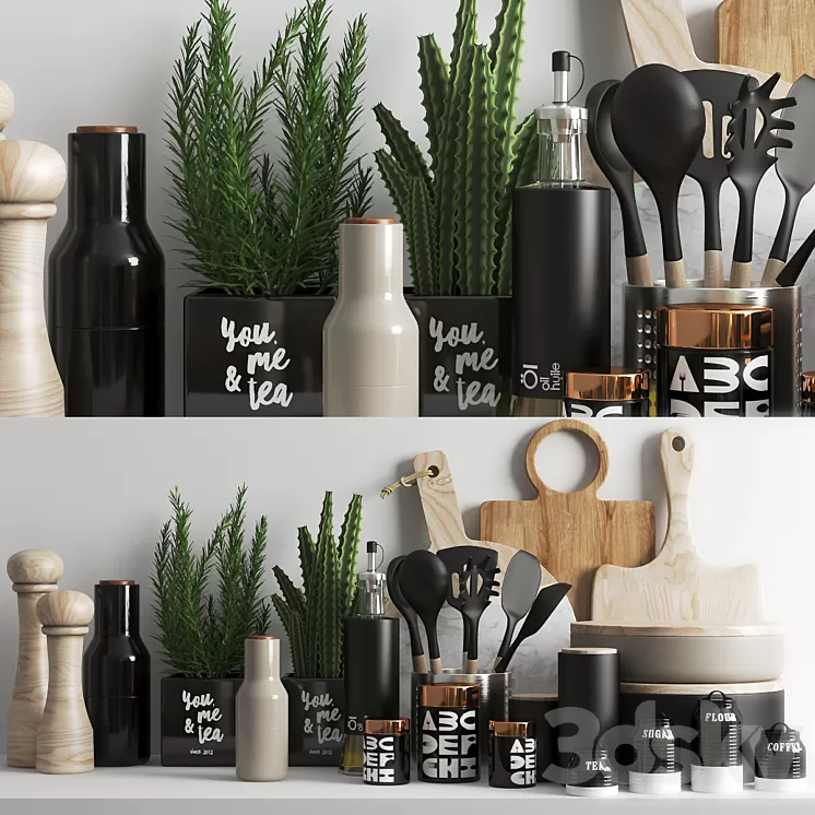 set744 -kitchen black 5 3D Model