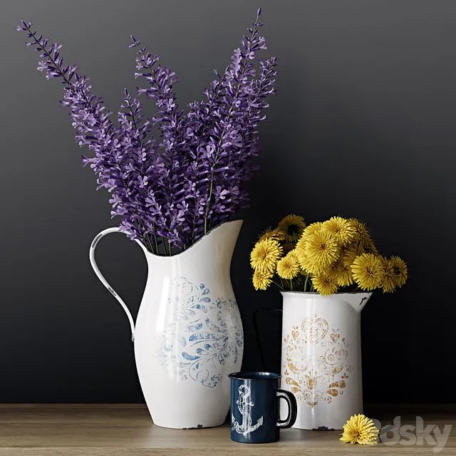 Set_002 vase flower 3D Model Set_002 vase flower 3D Model