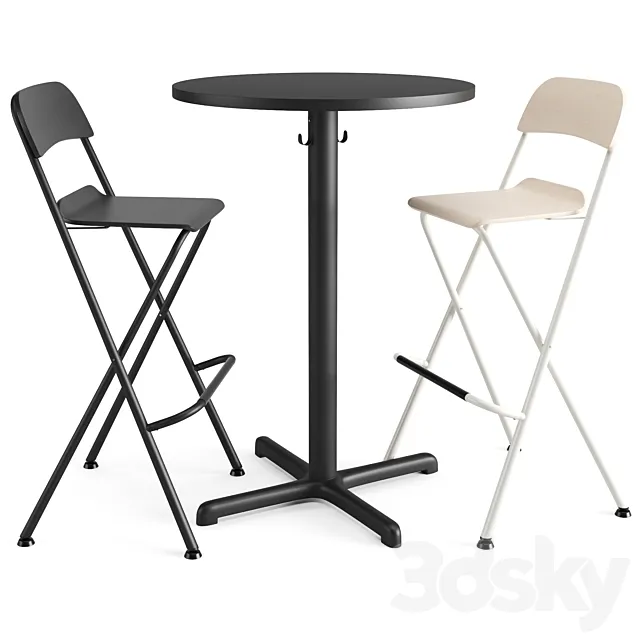 Setensele Franklin bar table and chair 3D Model