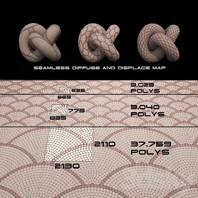 Sett paving “fan” 3D Model Sett paving “fan” 3D Model