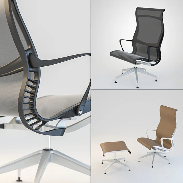 Setu Lounge Chair and Ottoman 3D Model Setu Lounge Chair and Ottoman 3D Model