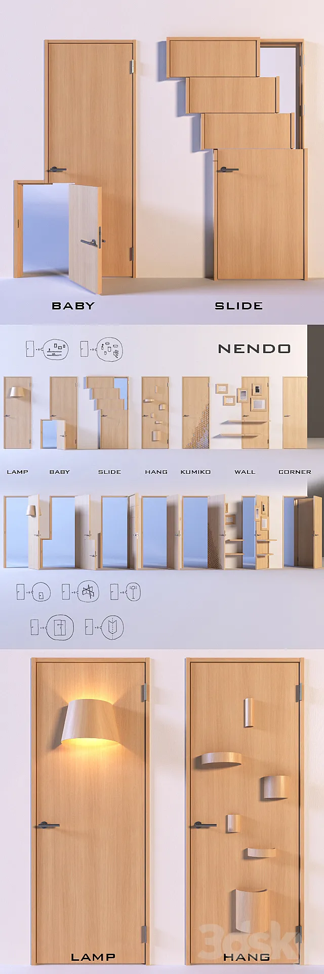 Seven Doors by Nendo – seven door designs 3D Model