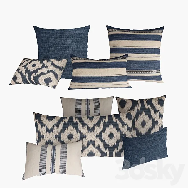 Sevilla Braided Stripe Pillows by Restoration Hardware 3D Model Sevilla Braided Stripe Pillows by Restoration Hardware 3D Model