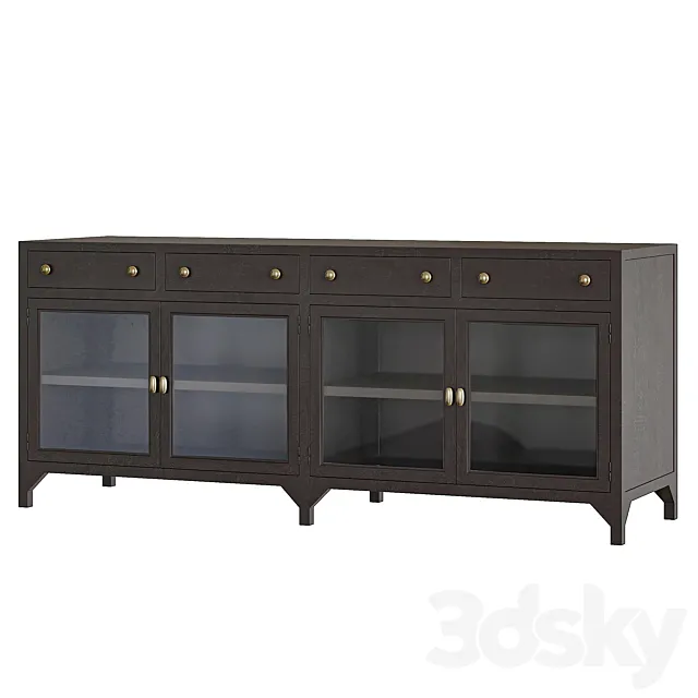 Shadow Box Industrial Black Metal Media Console 3D Model Shadow Box Industrial Black Metal Media Console 3D Model