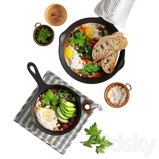 Shakshuka with Spinach and Harissa 3D Model