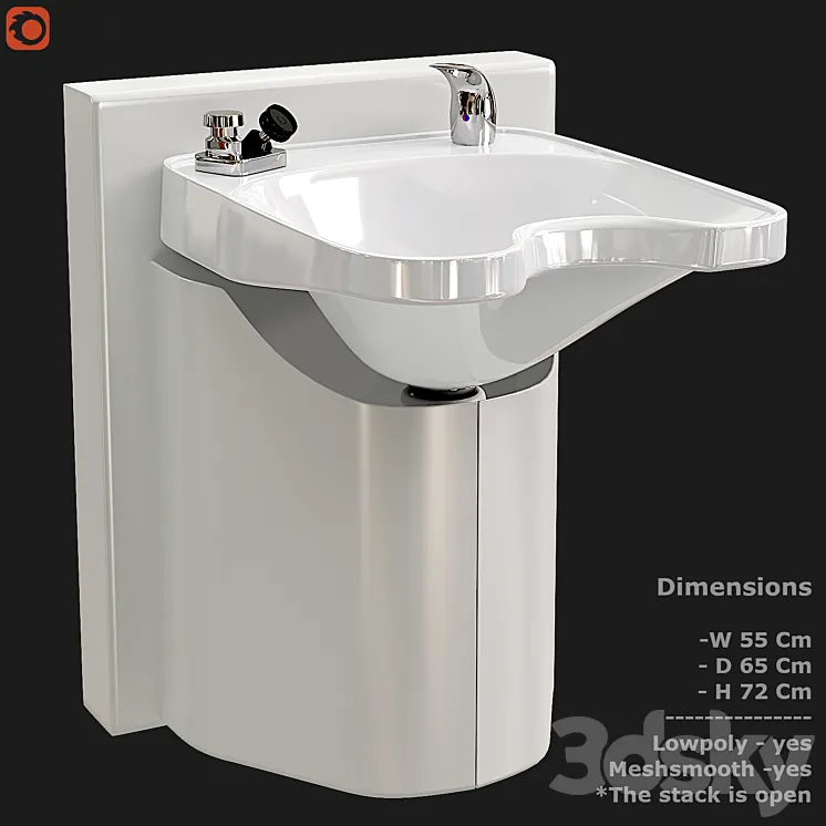 Shampoo Bowl Hair Sink E140 3D Model Free Download