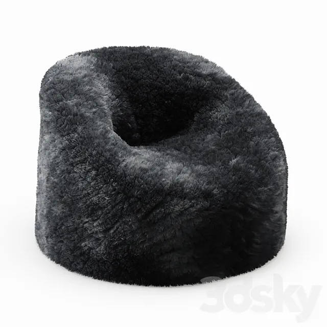 Sheepskin Beanbag Gray 3D Model Sheepskin Beanbag Gray 3D Model