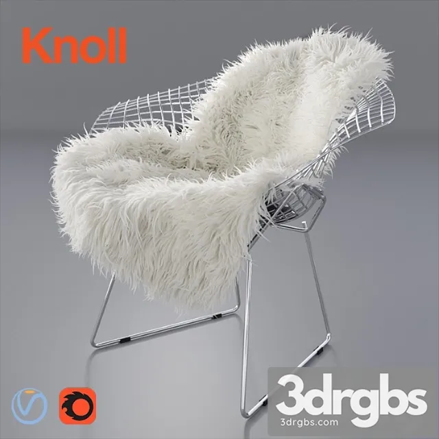 Sheepskin on bertoia diamond chair by knoll 2 3D Model Download Sheepskin on bertoia diamond chair by knoll 2 3D Model Download