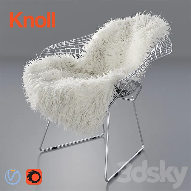 Sheepskin on Bertoia Diamond chair by Knoll 3DModel