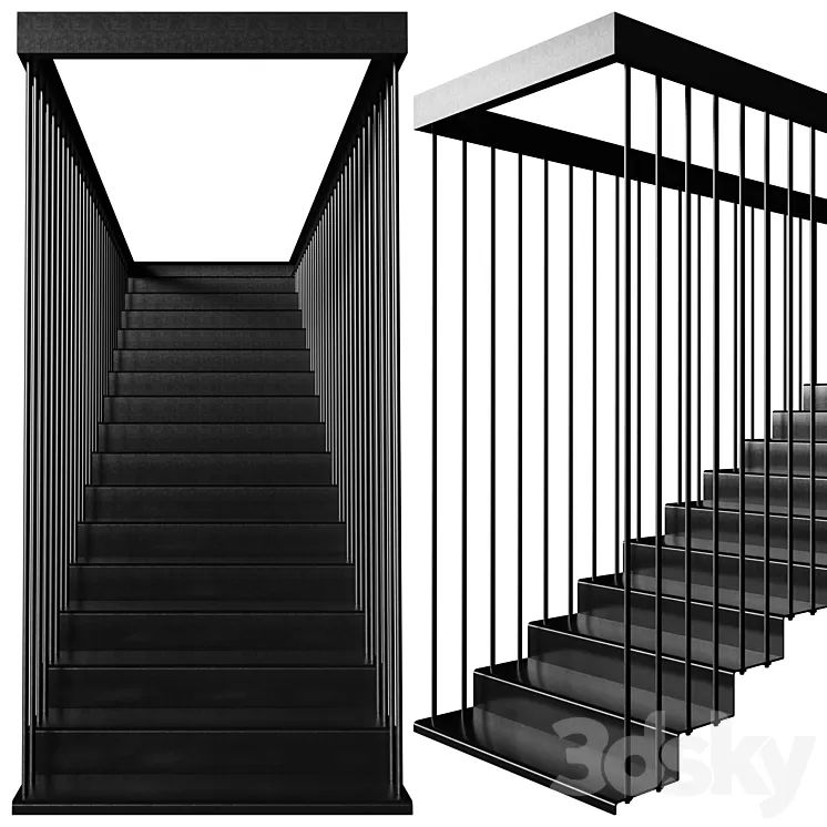 Sheet Metal Staircase 3D Model Free Download