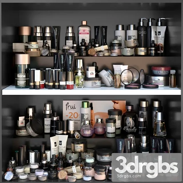 Shelf with a set of cosmetics for beauty salons shops or dutifree. make up 3D Model Download