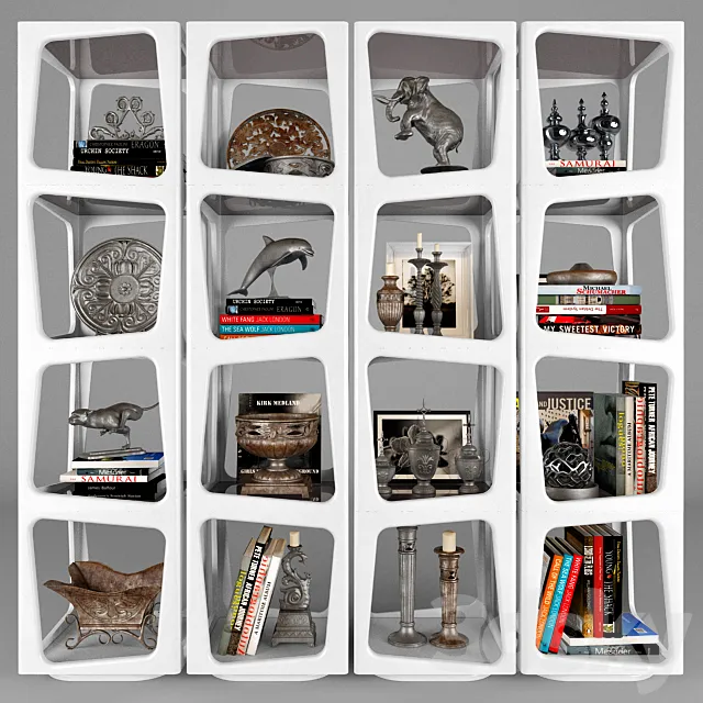 Shelf with decorative set 3D Model Shelf with decorative set 3D Model