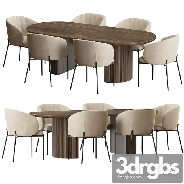 Shell Back Dining Chair And Moon Table 3D Model Download