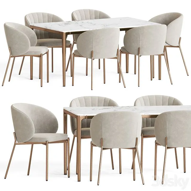Shell Chair Canto Table Dining Set 3D Model Shell Chair Canto Table Dining Set 3D Model