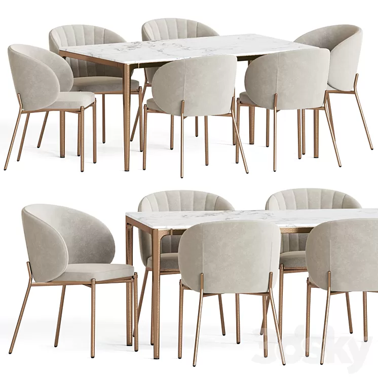 Shell Chair Canto Table Dining Set 3D Model Free Download