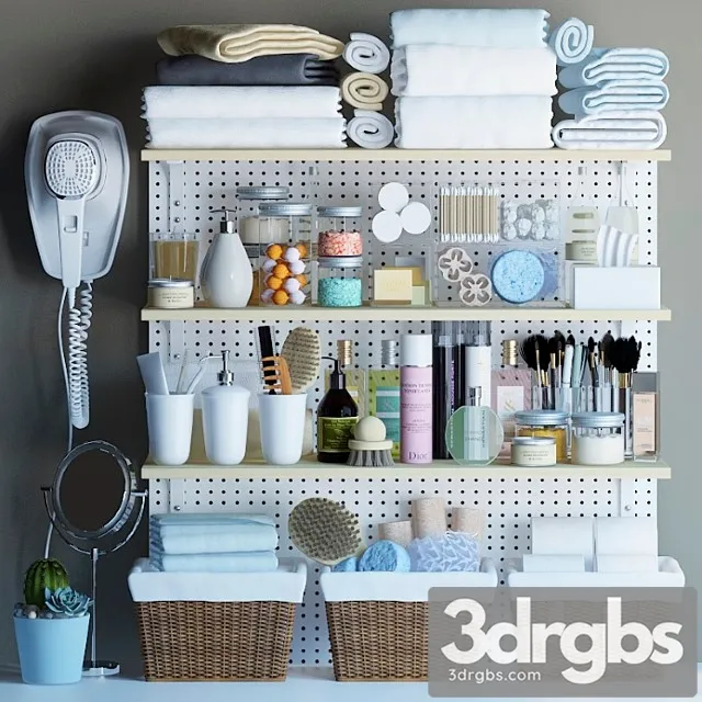 Shelves For Bathroom With Decor 3D Model Download