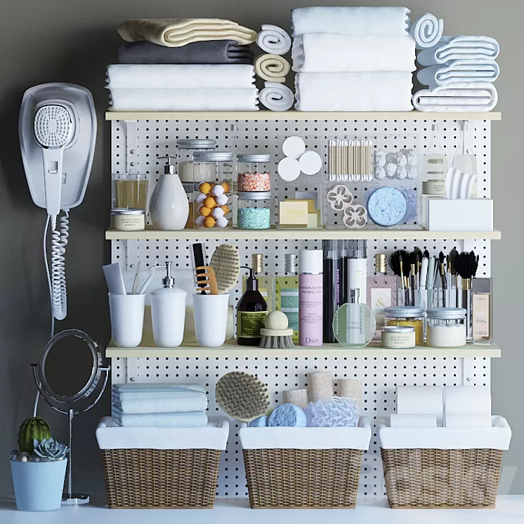 Shelves for bathroom with decor 3D Model