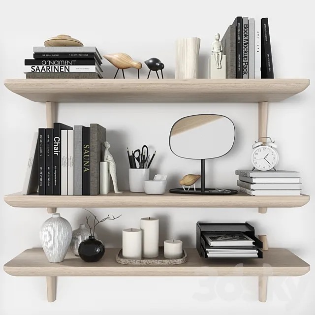 Shelves LISABO (IKEA) with decorative filling 3DModel