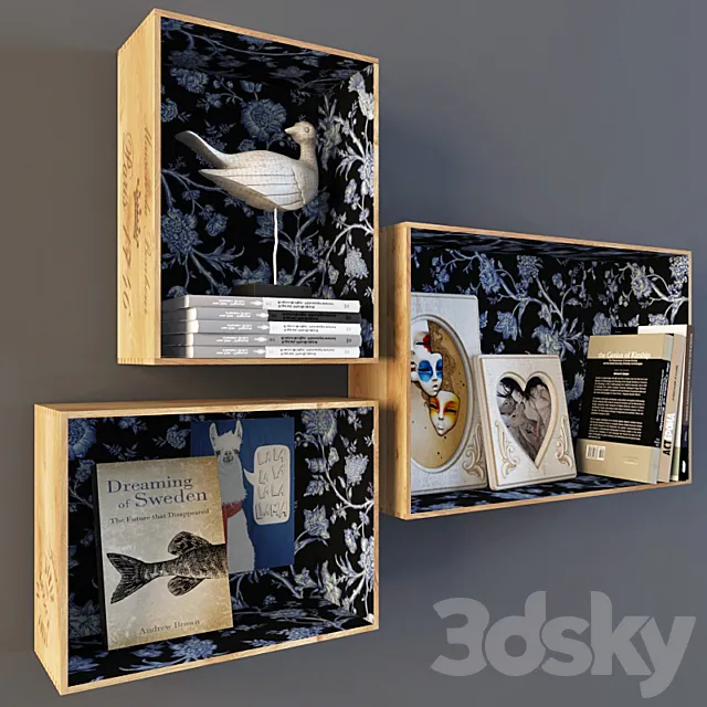 Shelves of boxes 3DModel Shelves of boxes 3DModel