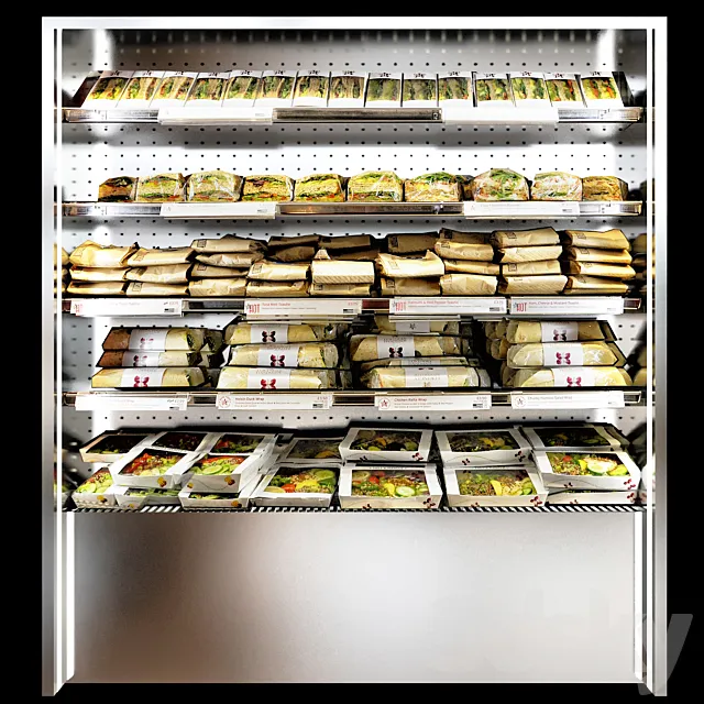 Shelves sandwiches and packed lunches 3D Model