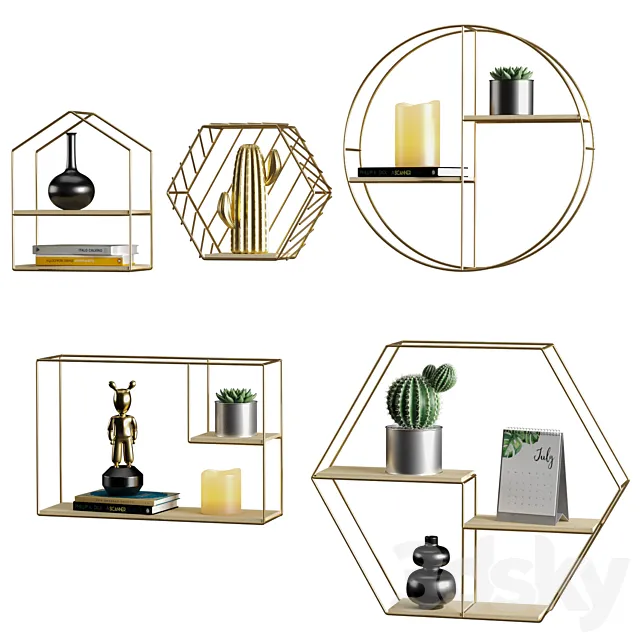 Shelves set 5 3D Model