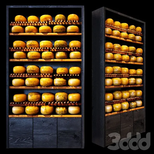 Shelves with cheese 3D Model