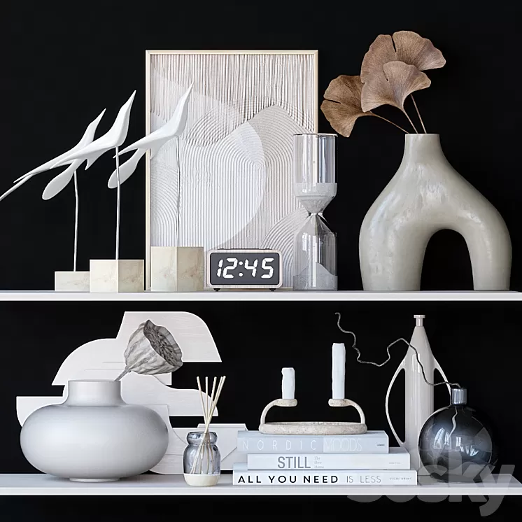 Shelves with decor 3D Model Free Download