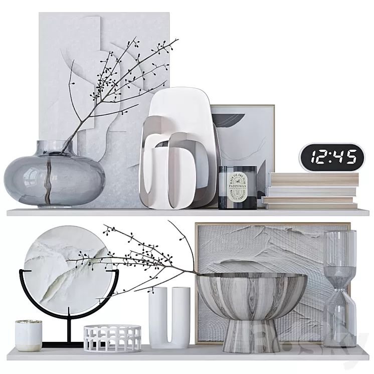 Shelves with decor 3D Model Free Download