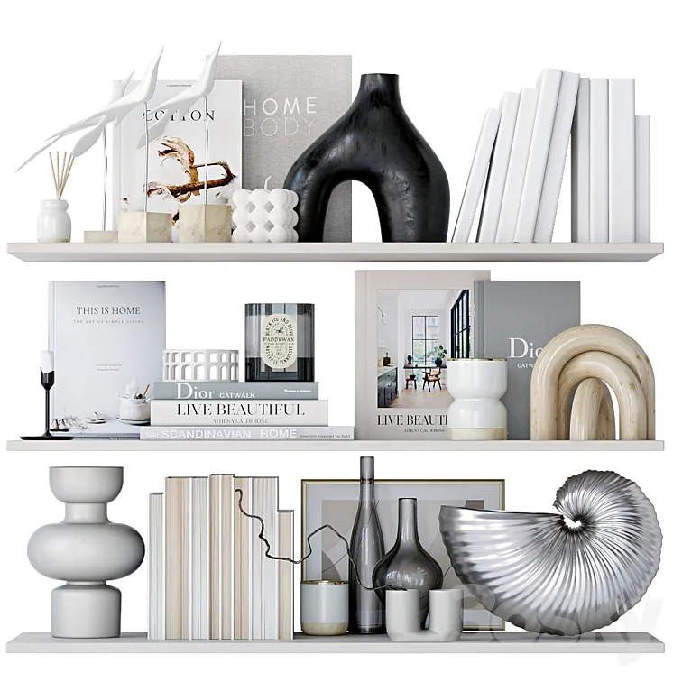 Shelves with decor 3D Model Free Download Shelves with decor 3D Model Free Download