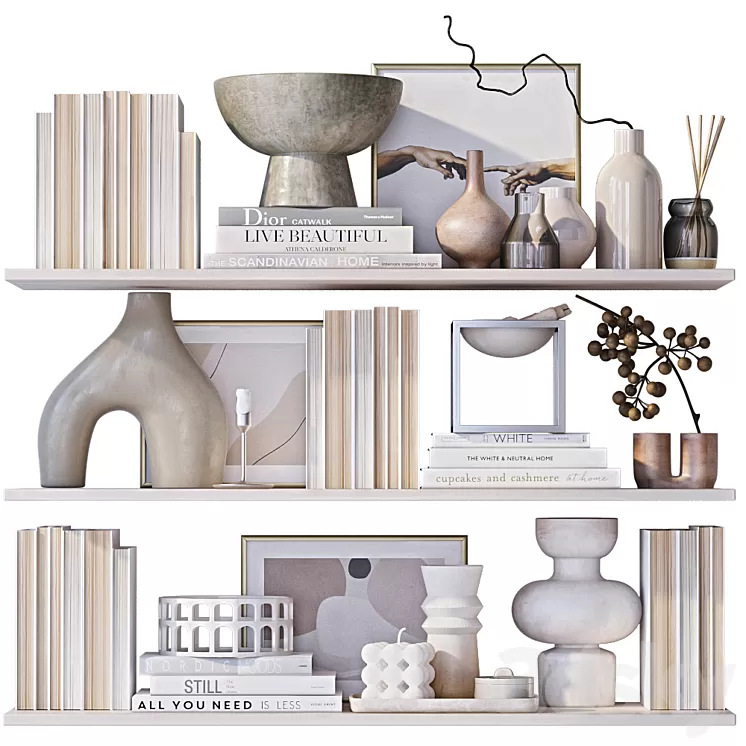 Shelves with decor 3D Model