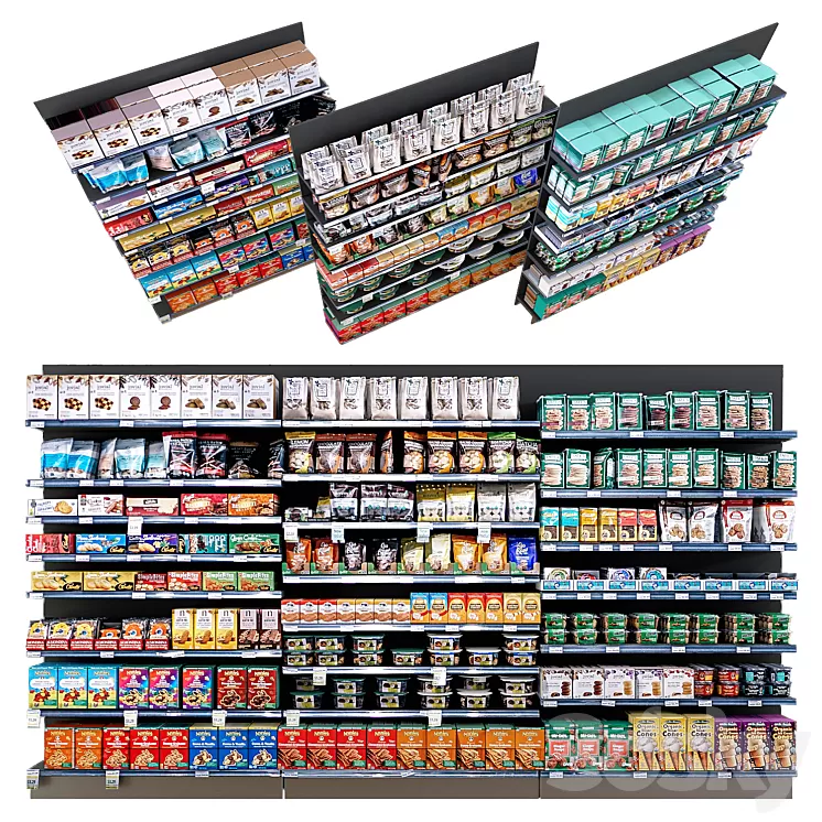 Shelves with goods 3D Model