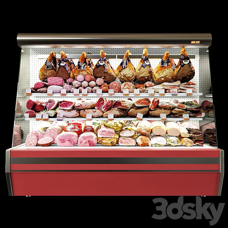 Shelves with meat 3D Model Free Download