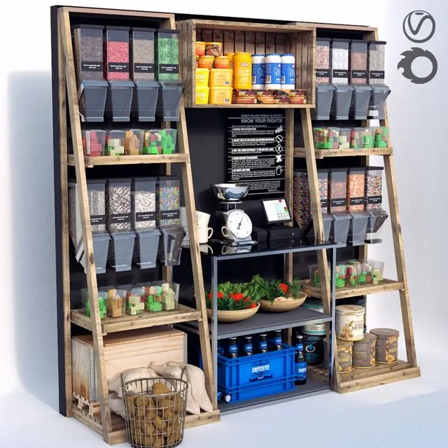 Shelves with products 3D Model