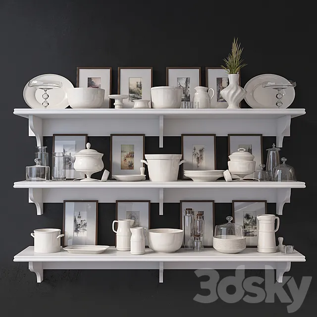 Shelves with utensils 3DModel
