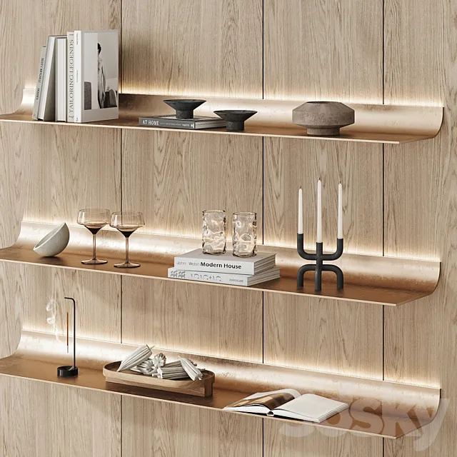 Shelves_rack with Element decor 3D Model Shelves_rack with Element decor 3D Model