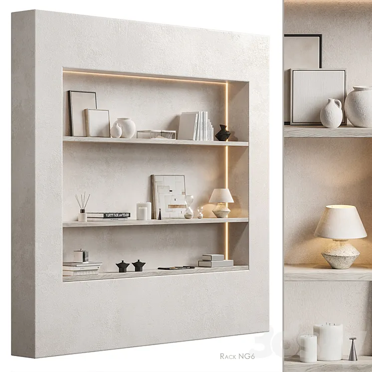 Shelving unit NG6 with Zara Home decor 3D Model Free Download