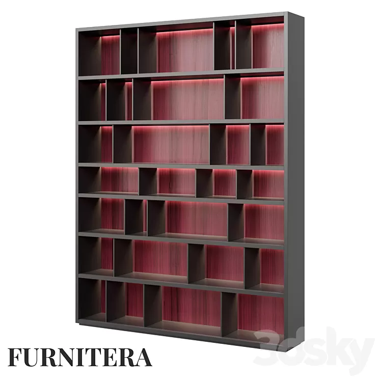 Shelving unit Teon in amaranth veneer 3D Model Shelving unit Teon in amaranth veneer 3D Model