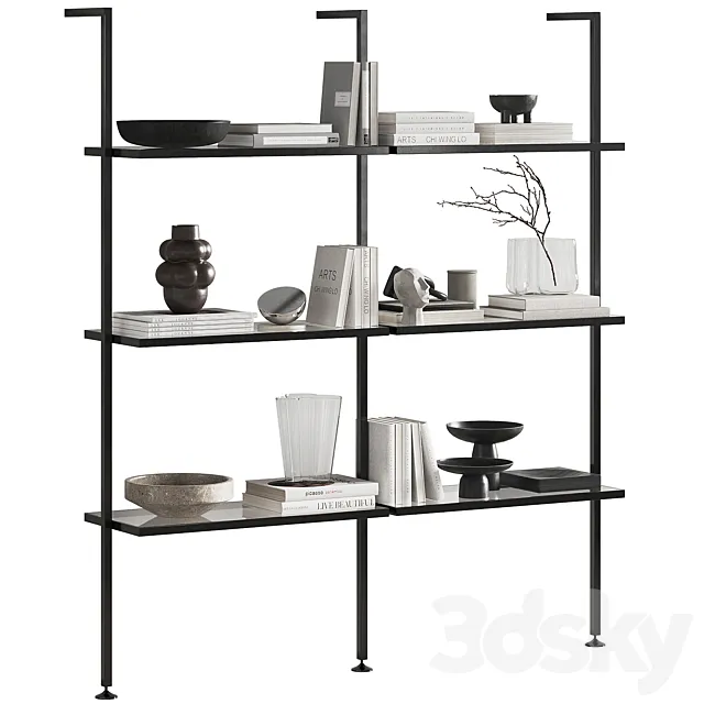 Shelving unit with Zalf decor 3D Model