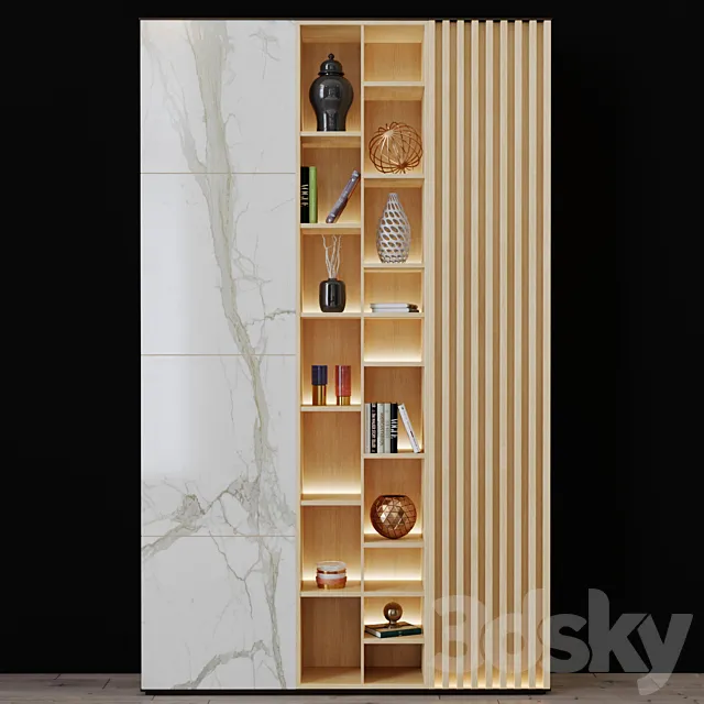 Shelving with decor 3 3D Model