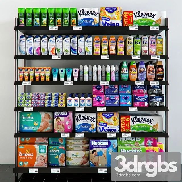 Shelving With Hygiene Products 3D Model Download