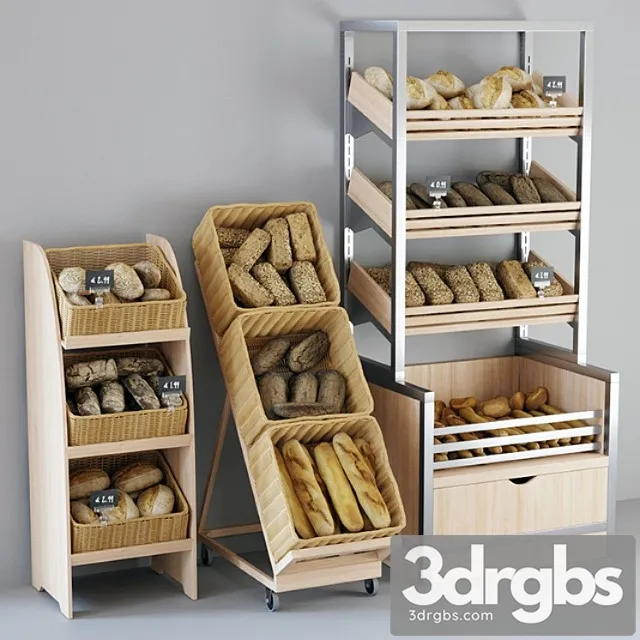 Shelvings With Bread 3D Model Download