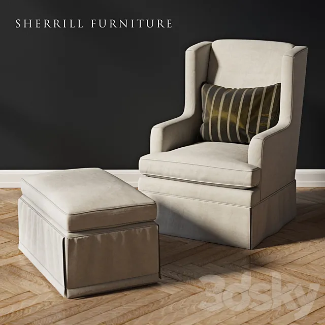 Sherill Furniture Swivel Rocker with ottoman 3DModel Sherill Furniture Swivel Rocker with ottoman 3DModel